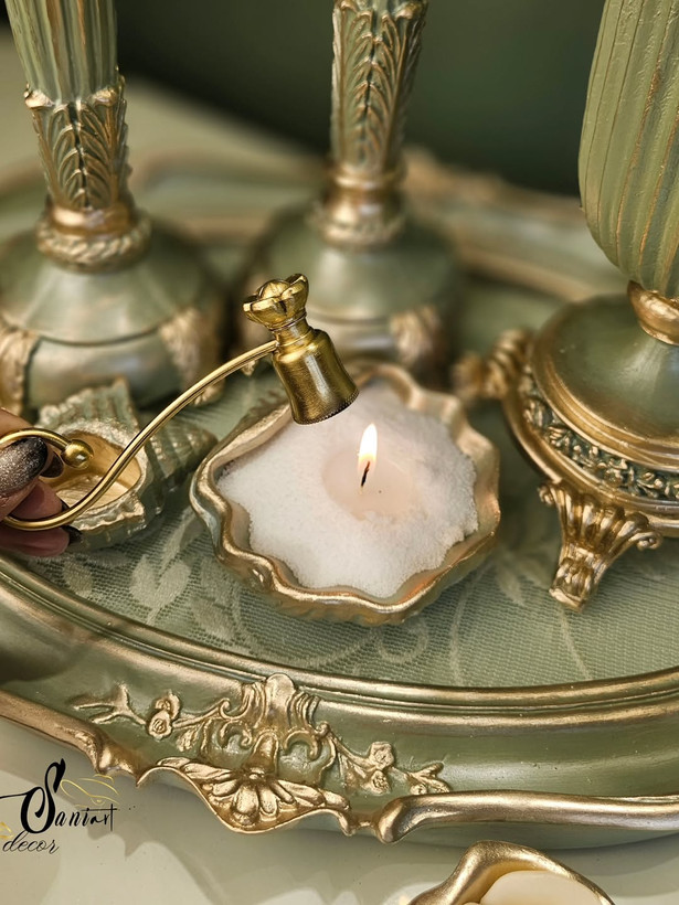 مجموعه دکوراتیو سفارشی (گلدون، سینی، شمع و شمعدان)